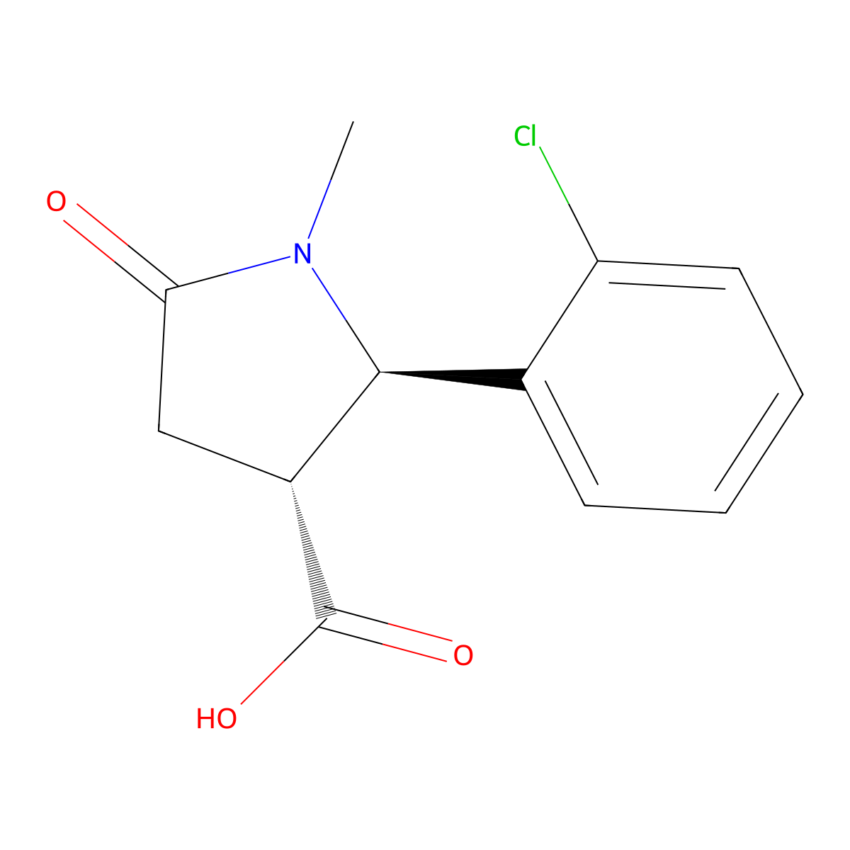 (2R,3R)-2-(2-chlorophenyl)-1-methyl-5-oxopyrrolidine-3-carboxylic acid molecular structure, CAS 1020073-50-0