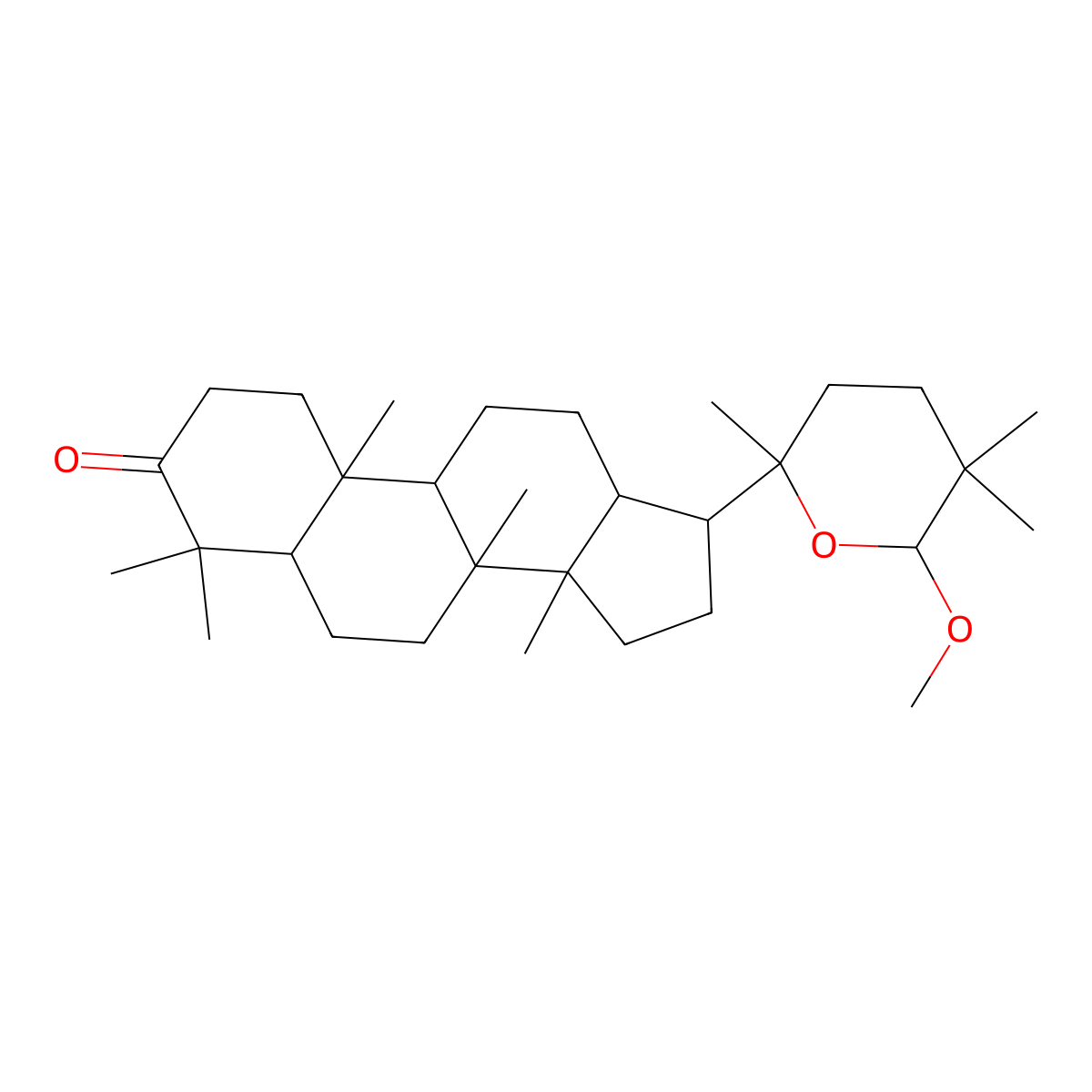 17-(6-Methoxy-2,5,5-trimethyloxan-2-yl)-4,4,8,10,14-pentamethyl-1,2,5,6,7,9,11,12,13,15,16,17-dodecahydrocyclopenta[a]phenanthren-3-one molecular structure, CAS 1020074-97-8