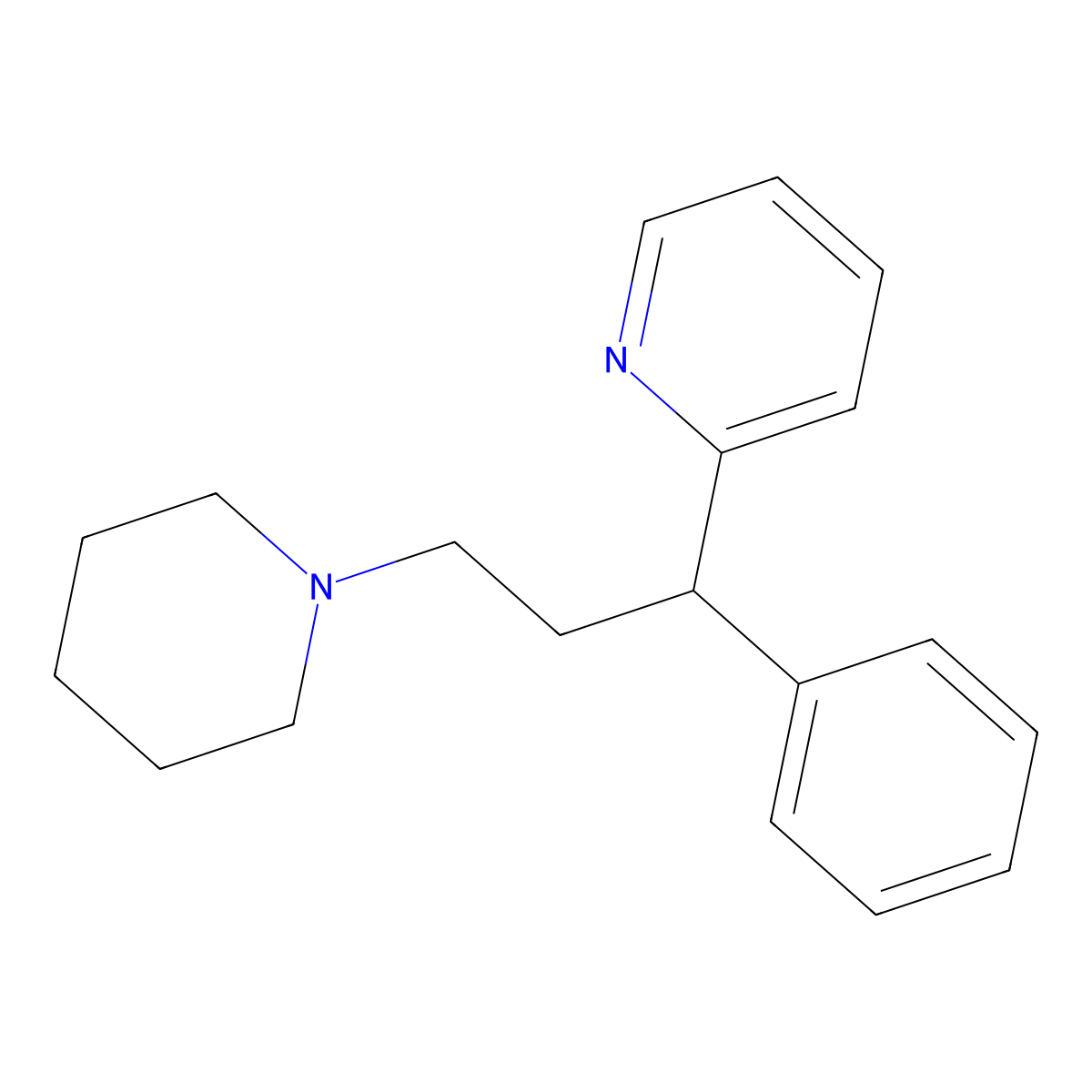 2-(1-Phenyl-3-(piperidin-1-yl)propyl)pyridine molecular structure, CAS 102008-18-4
