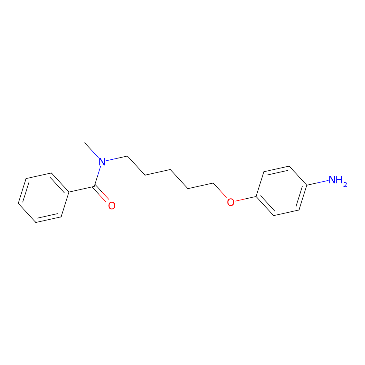 Benzamide, N-(5-(p-aminophenoxy)pentyl)-N-methyl- molecular structure, CAS 102008-49-1
