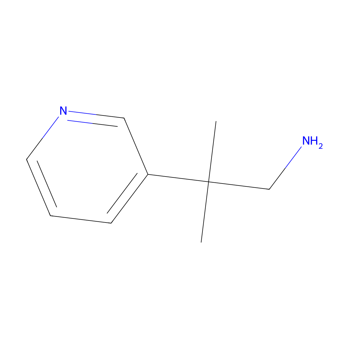 2-Methyl-2-(pyridin-3-yl)propan-1-amine molecular structure, CAS 1020087-85-7
