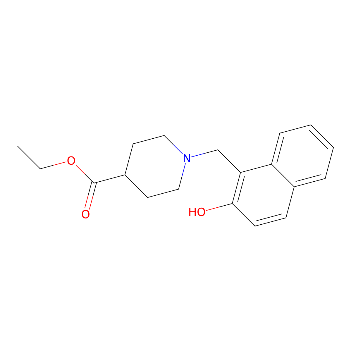 Ethyl 1-[(2-hydroxy-1-naphthyl)methyl]-4-piperidinecarboxylate molecular structure, CAS 102010-74-2