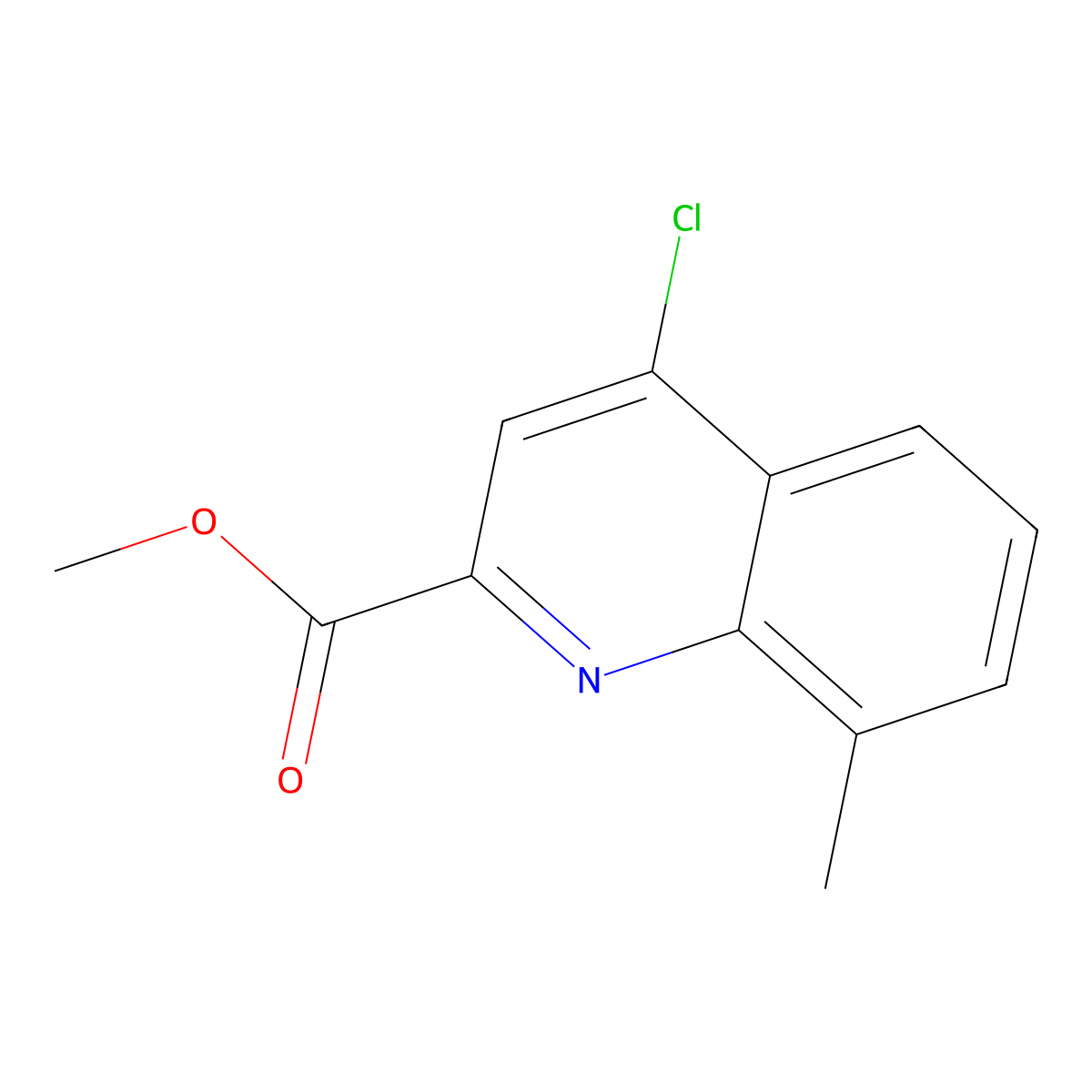 Methyl 4-chloro-8-methylquinoline-2-carboxylate molecular structure, CAS 1020101-33-0