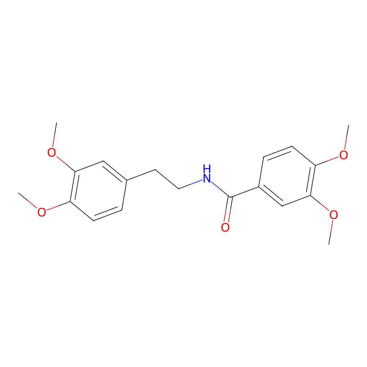 Benzamide, N-(2-(3,4-dimethoxyphenyl)ethyl)-3,4-dimethoxy- molecular structure, CAS 102011-15-4