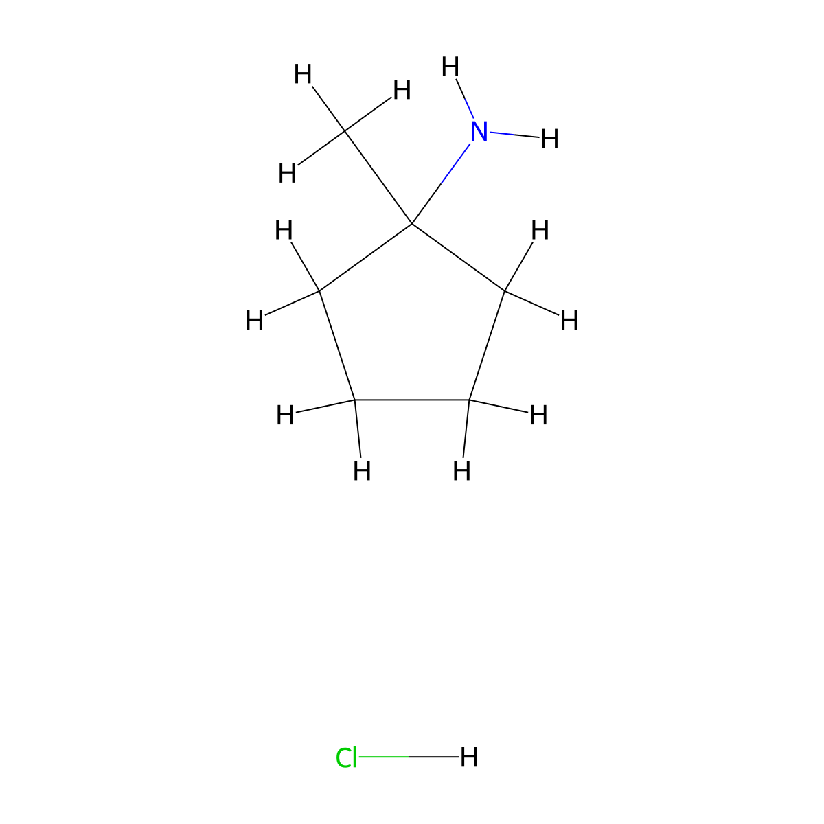 1-methylcyclopentan-1-amine Hydrochloride molecular structure, CAS 102014-58-4