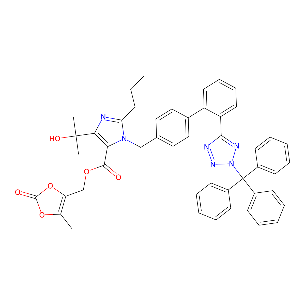 N2-Tritylolmesartan medoxomil molecular structure, CAS 1020157-01-0