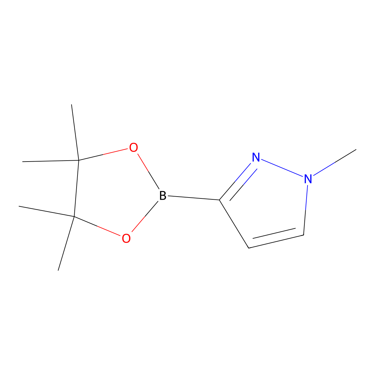 1-methyl-3-(4,4,5,5-tetramethyl-1,3,2-dioxaborolan-2-yl)-1H-pyrazole molecular structure, CAS 1020174-04-2