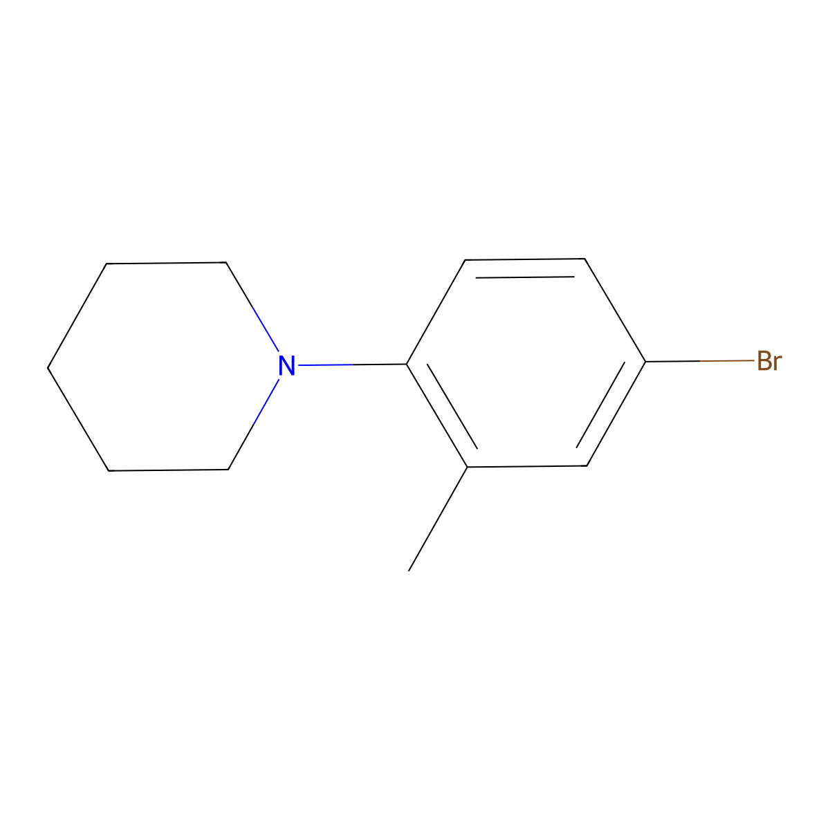 1-(4-Bromo-2-methylphenyl)piperidine molecular structure, CAS 1020180-19-1