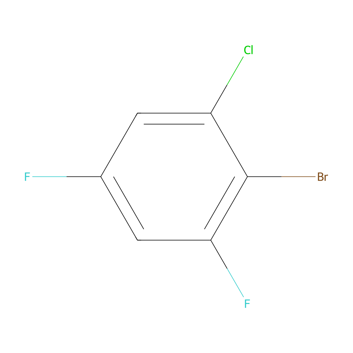 2-Bromo-1-chloro-3,5-difluorobenzene molecular structure, CAS 1020198-58-6