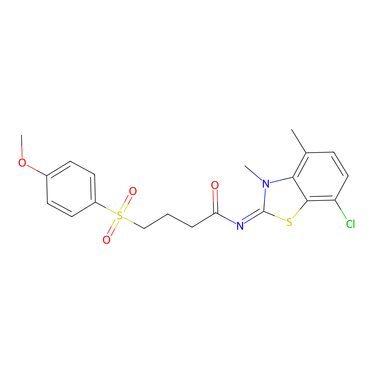 (E)-N-(7-chloro-3,4-dimethylbenzo[d]thiazol-2(3H)-ylidene)-4-((4-methoxyphenyl)sulfonyl)butanamide molecular structure, CAS 1020233-18-4