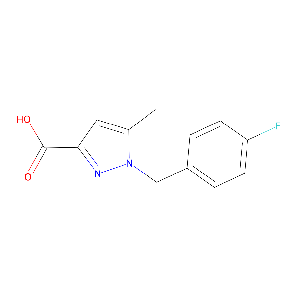 1-(4-Fluorobenzyl)-5-methyl-1H-pyrazole-3-carboxylic acid molecular structure, CAS 1020238-69-0