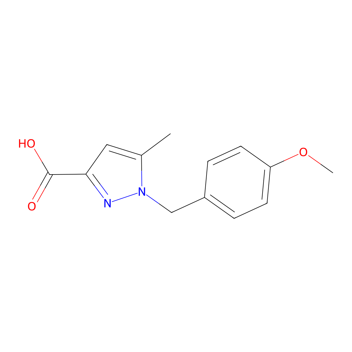 1-(4-Methoxybenzyl)-5-methyl-1H-pyrazole-3-carboxylic acid molecular structure, CAS 1020238-70-3