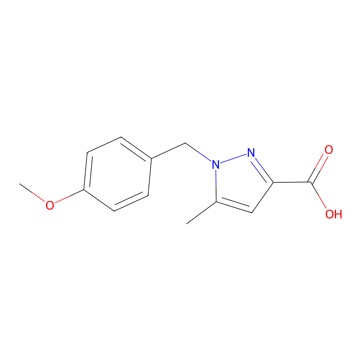 1-(4-Methoxybenzyl)-5-methyl-1H-pyrazole-3-carboxylic acid molecular structure, CAS 1020238-70-3
