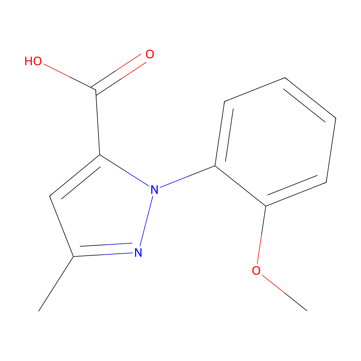 1-(2-Methoxyphenyl)-3-methyl-1H-pyrazole-5-carboxylic acid molecular structure, CAS 1020240-43-0