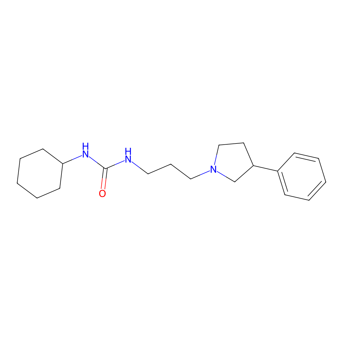 1-Cyclohexyl-3-[3-(3-phenylpyrrolidin-1-yl)propyl]urea molecular structure, CAS 1020241-46-6