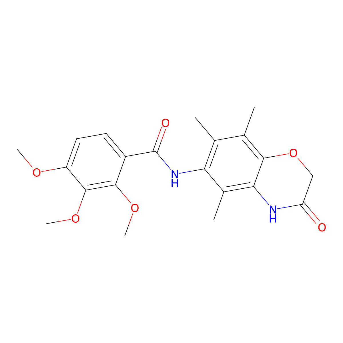 2,3,4-trimethoxy-N-(5,7,8-trimethyl-3-oxo-3,4-dihydro-2H-1,4-benzoxazin-6-yl)benzamide molecular structure, CAS 1020241-49-9