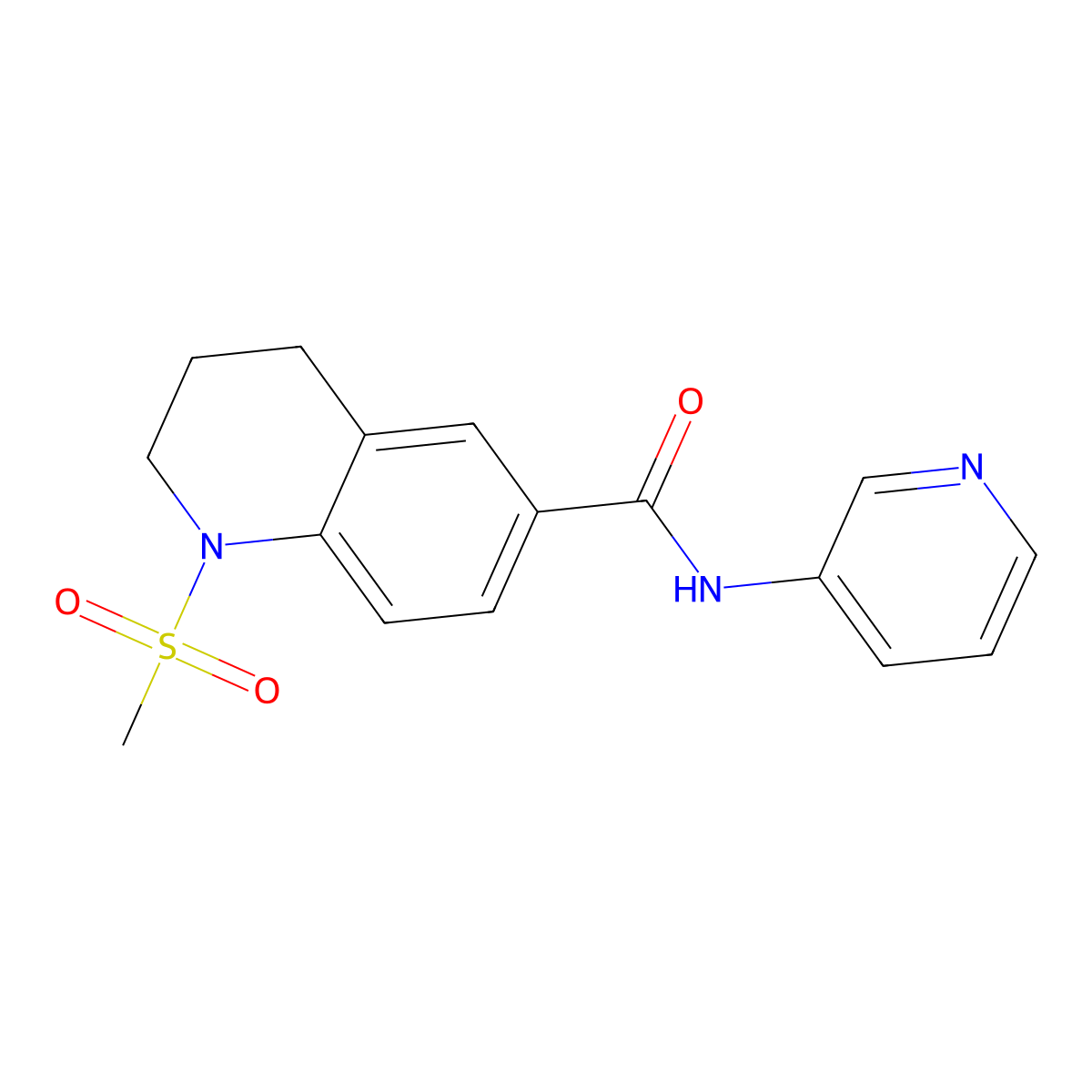 1-(methylsulfonyl)-N-(pyridin-3-yl)-1,2,3,4-tetrahydroquinoline-6-carboxamide molecular structure, CAS 1020241-59-1