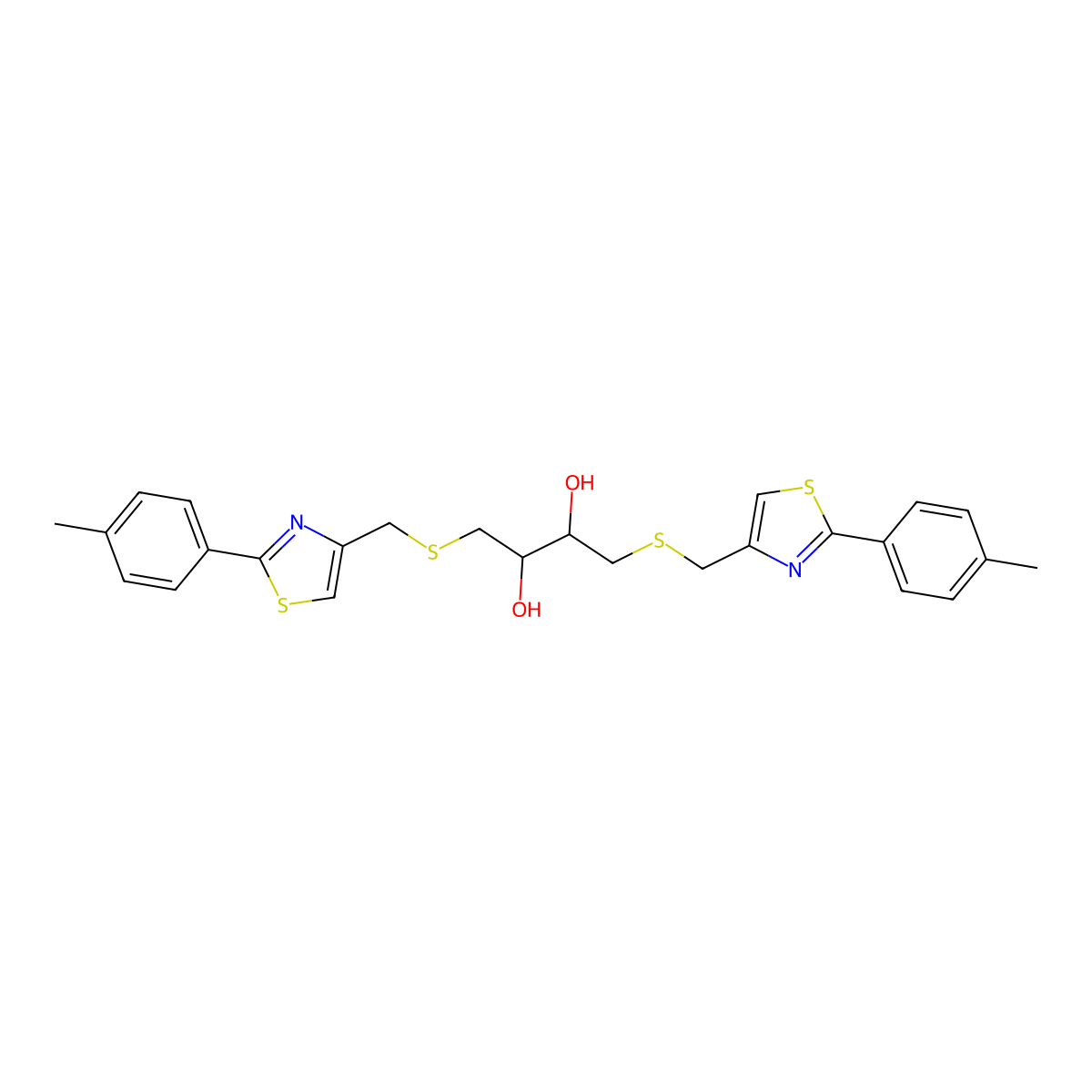 1,4-Bis(((2-(4-methylphenyl)-4-thiazolyl)methyl)thio)-2,3-butanediol molecular structure, CAS 1020241-62-6