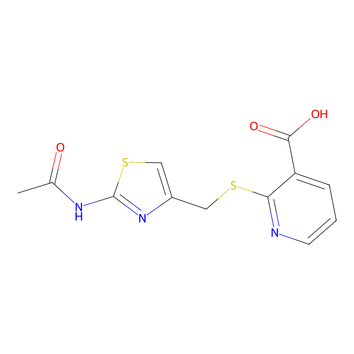 2-{[2-(Acetylamino)-1,3-thiazol-4-yl]methylthio}pyridine-3-carboxylic acid molecular structure, CAS 1020241-78-4