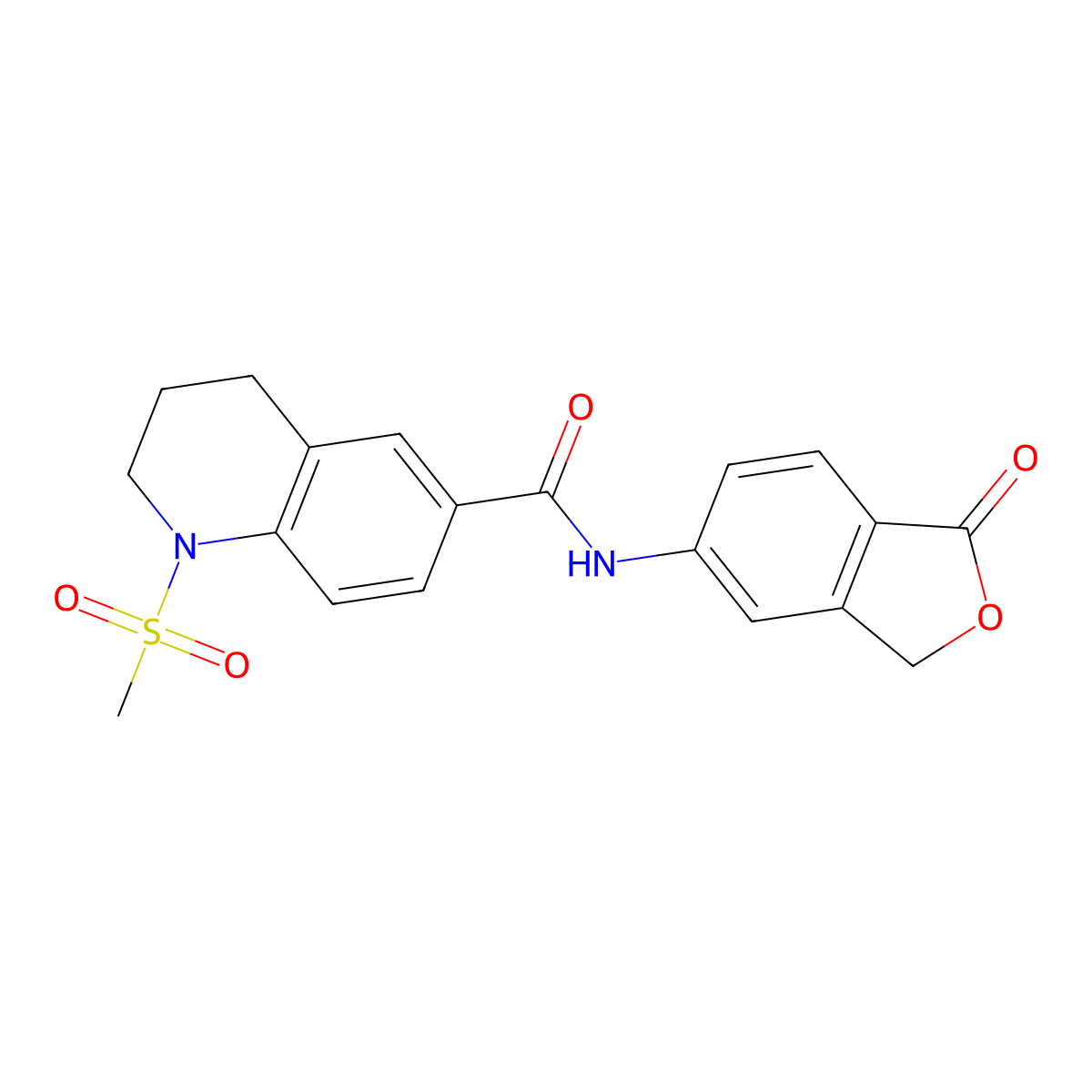 1-(methylsulfonyl)-N-(1-oxo-1,3-dihydro-2-benzofuran-5-yl)-1,2,3,4-tetrahydro-6-quinolinecarboxamide molecular structure, CAS 1020241-89-7