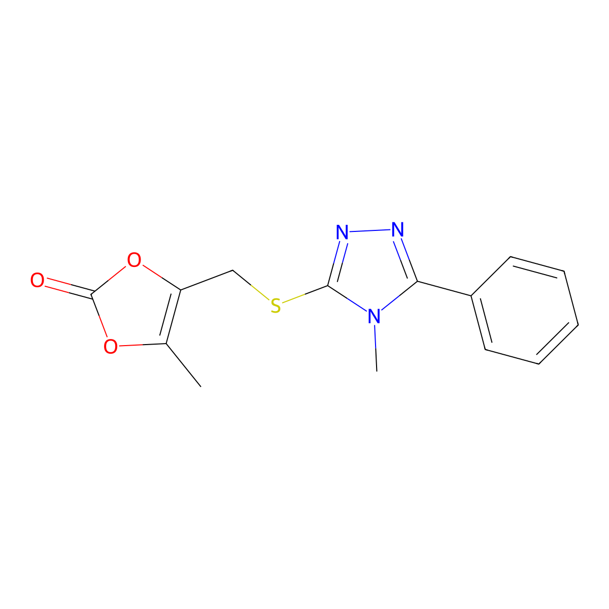4-methyl-5-{[(4-methyl-5-phenyl-4H-1,2,4-triazol-3-yl)sulfanyl]methyl}-1,3-dioxol-2-one molecular structure, CAS 1020242-01-6