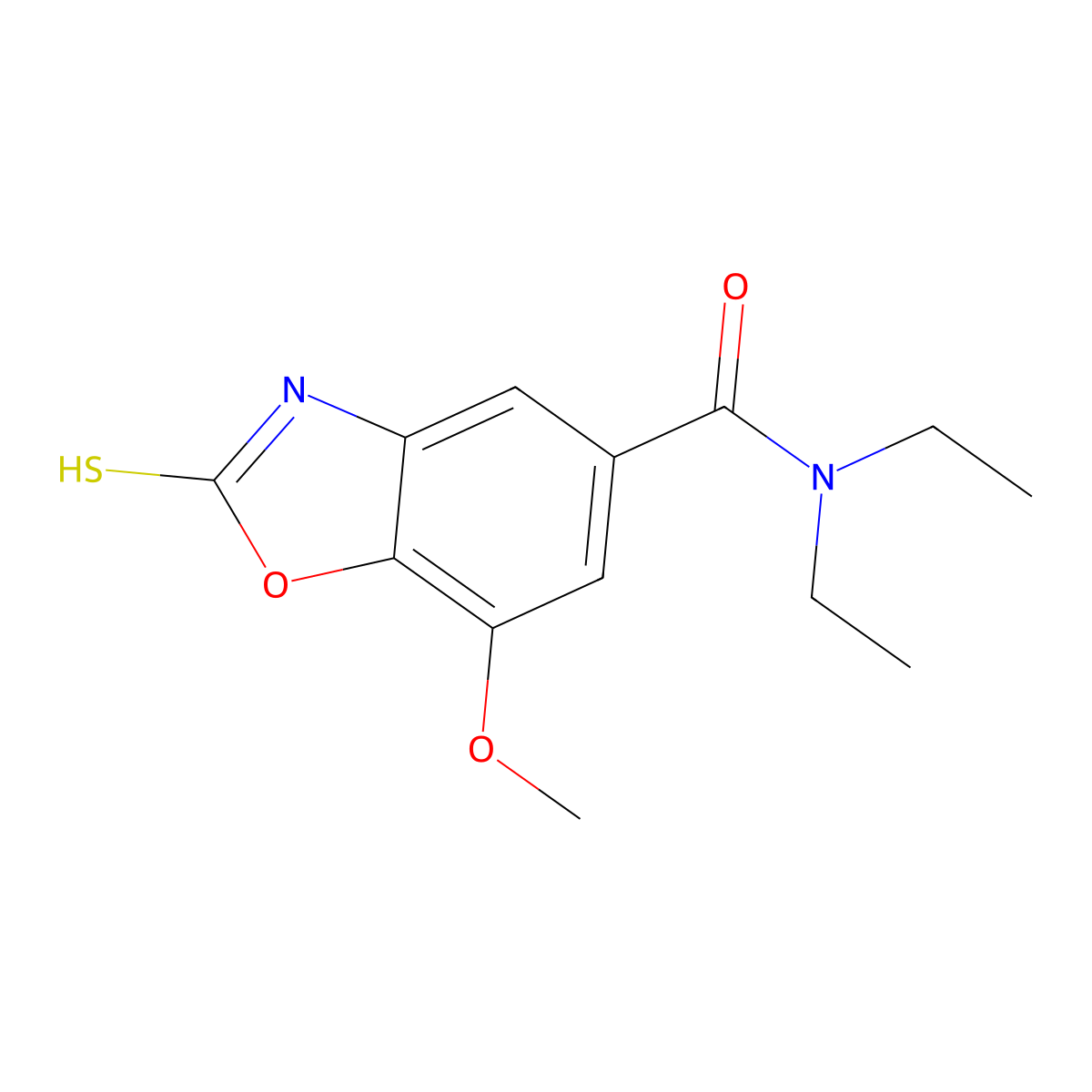 N,N-Diethyl-2-mercapto-7-methoxybenzo[d]oxazole-5-carboxamide molecular structure, CAS 1020242-40-3
