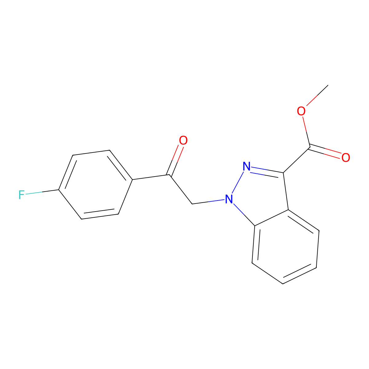 methyl 1-[2-(4-fluorophenyl)-2-oxoethyl]-1H-indazole-3-carboxylate molecular structure, CAS 1020242-42-5