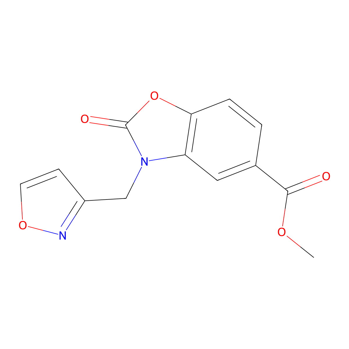 Methyl 3-(isoxazol-3-ylmethyl)-2-oxo-2,3-dihydro-1,3-benzoxazole-5-carboxylate molecular structure, CAS 1020243-01-9