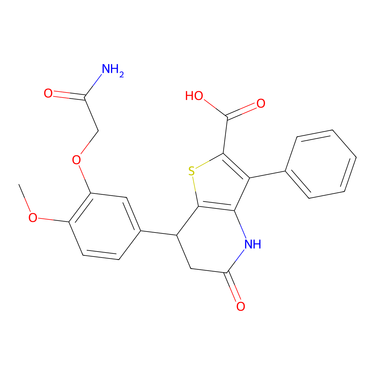 7-(3-(2-Amino-2-oxoethoxy)-4-methoxyphenyl)-4,5,6,7-tetrahydro-5-oxo-3-phenylthieno(3,2-b)pyridine-2-carboxylic acid molecular structure, CAS 1020243-03-1