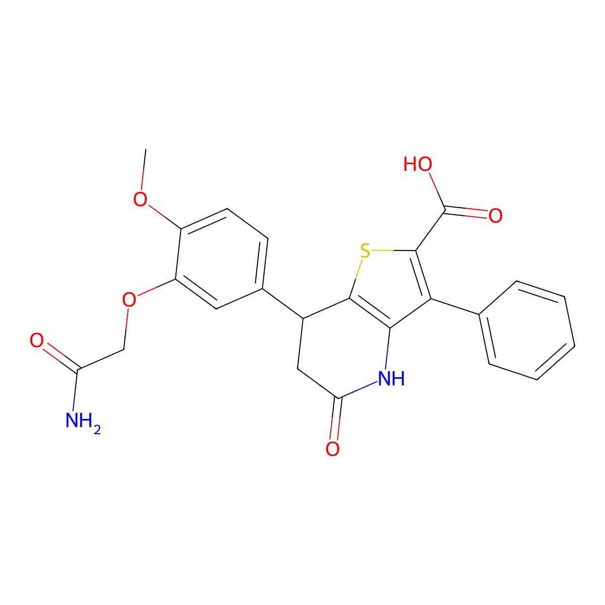 7-(3-(2-Amino-2-oxoethoxy)-4-methoxyphenyl)-4,5,6,7-tetrahydro-5-oxo-3-phenylthieno(3,2-b)pyridine-2-carboxylic acid molecular structure, CAS 1020243-03-1