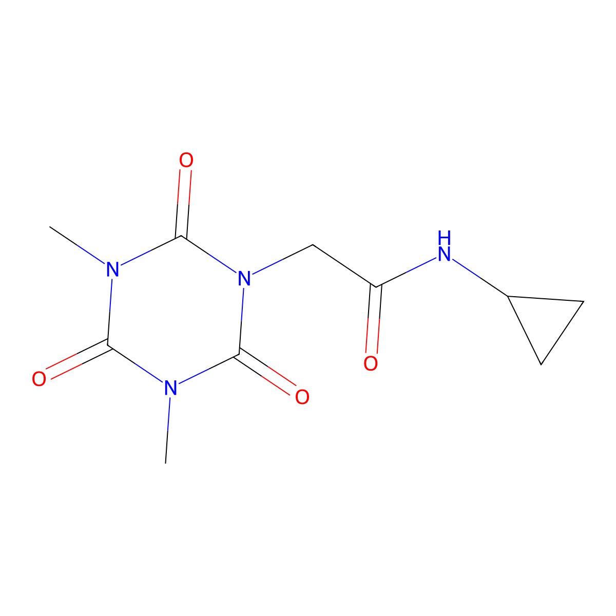 N-cyclopropyl-2-(3,5-dimethyl-2,4,6-trioxo-1,3,5-triazinan-1-yl)acetamide molecular structure, CAS 1020243-41-7