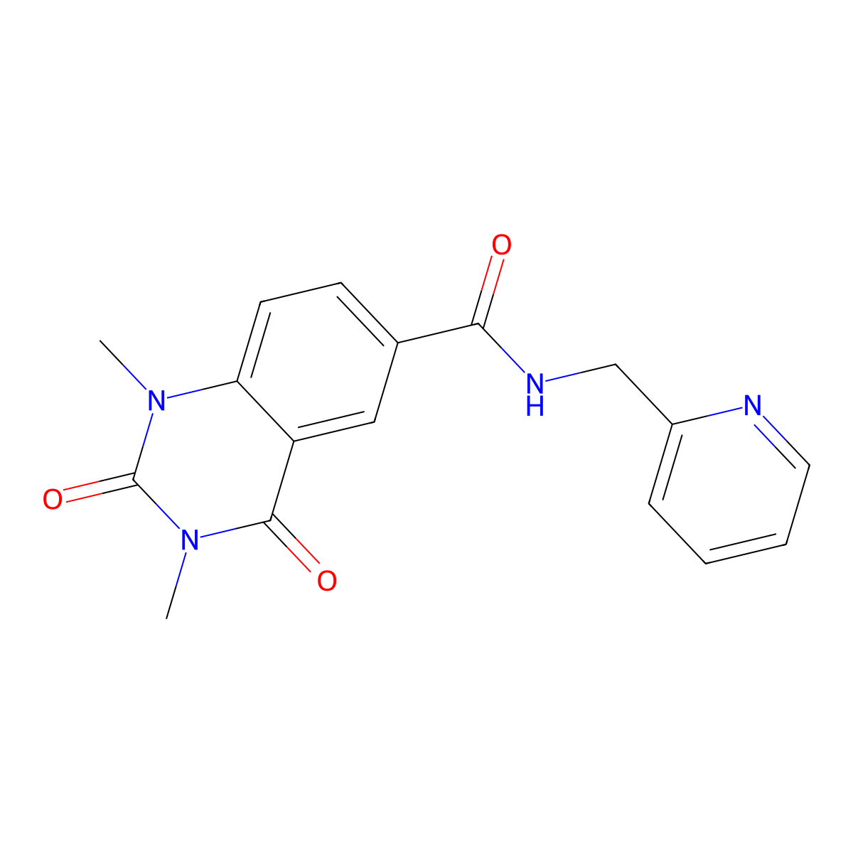 1,3-dimethyl-2,4-dioxo-N-(pyridin-2-ylmethyl)-1,2,3,4-tetrahydroquinazoline-6-carboxamide molecular structure, CAS 1020243-46-2