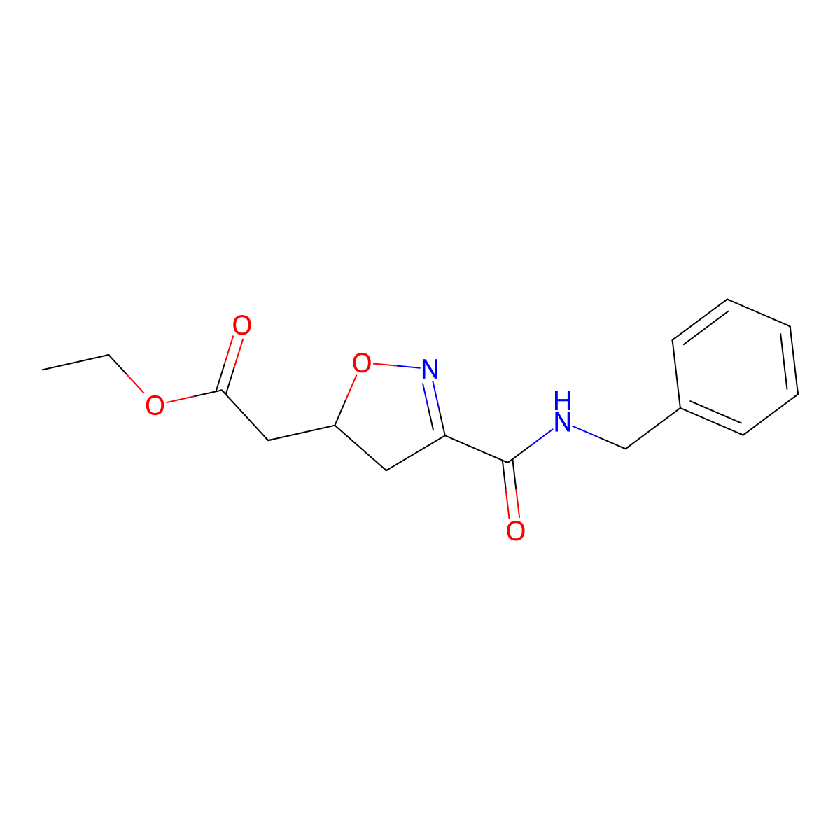 Ethyl [3-(benzylcarbamoyl)-4,5-dihydro-1,2-oxazol-5-yl]acetate molecular structure, CAS 1020243-96-2