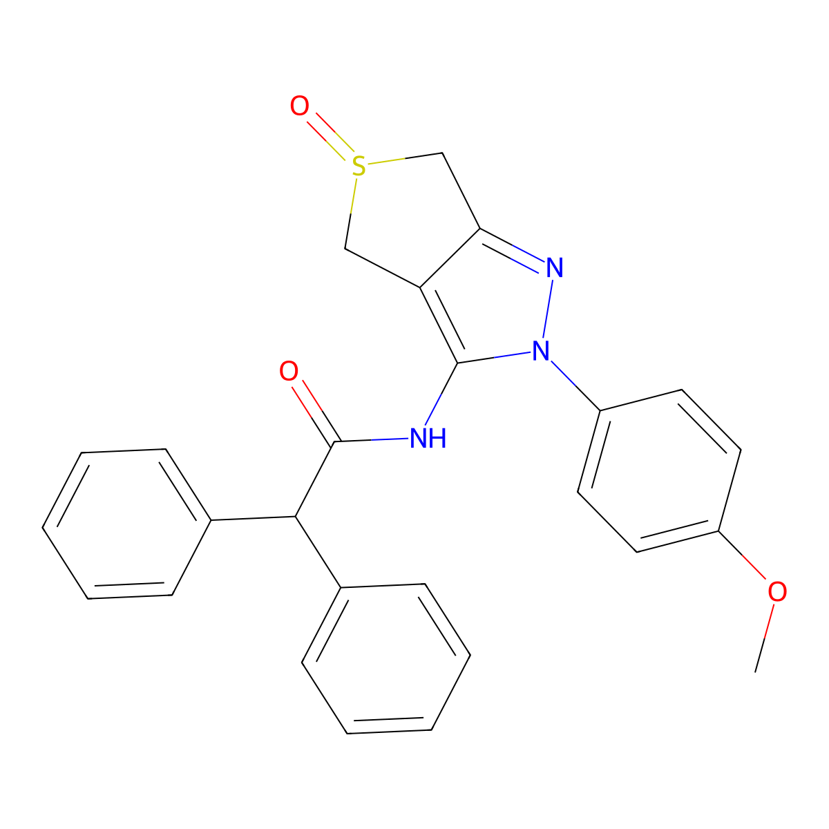 N-[2-(4-methoxyphenyl)-5-oxo-4,6-dihydrothieno[3,4-c]pyrazol-3-yl]-2,2-diphenylacetamide molecular structure, CAS 1020246-04-1