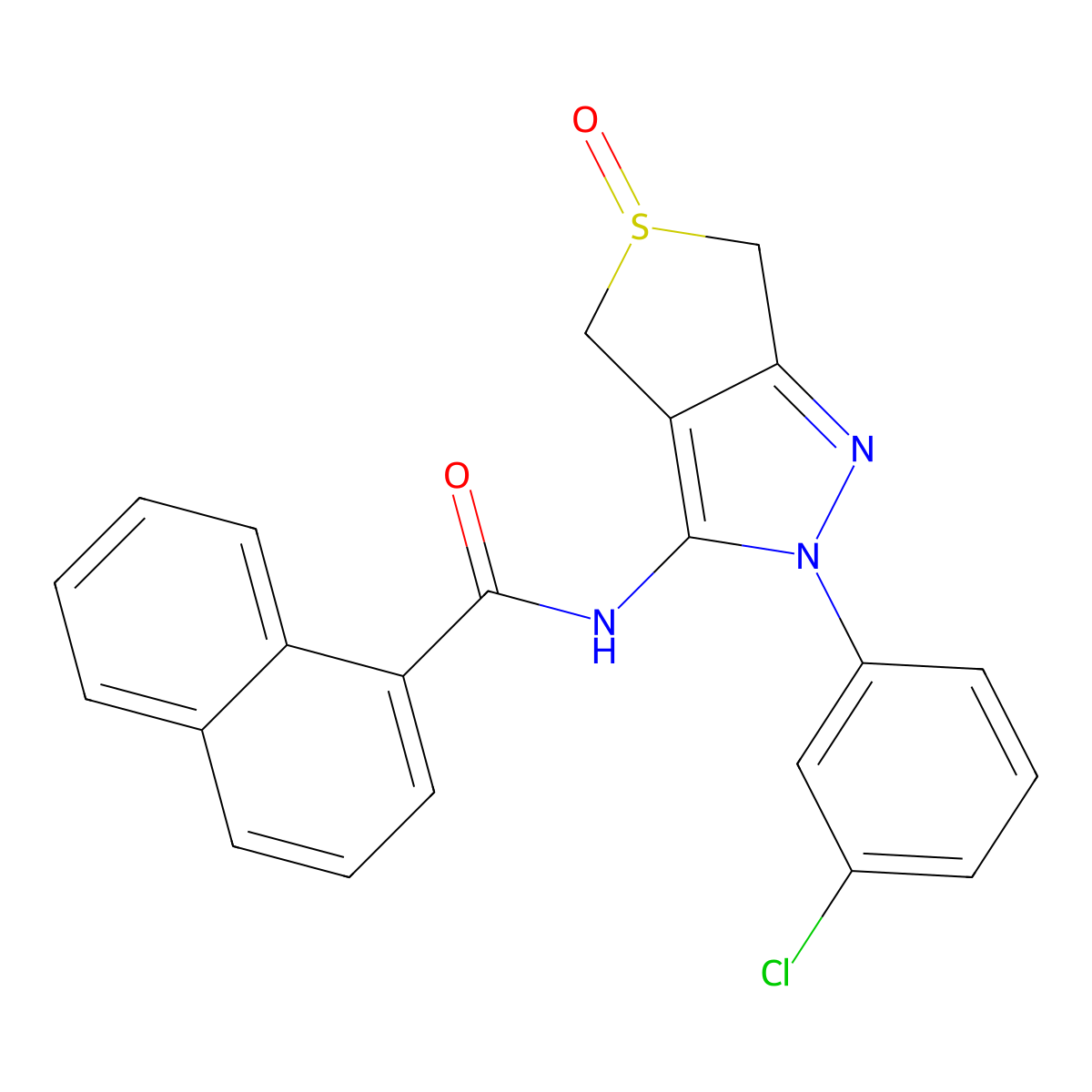 N-(2-(3-chlorophenyl)-5-oxido-4,6-dihydro-2H-thieno[3,4-c]pyrazol-3-yl)-1-naphthamide molecular structure, CAS 1020246-19-8