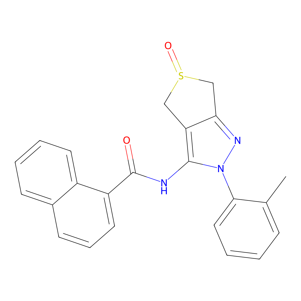 N-[2-(2-methylphenyl)-5-oxo-4,6-dihydrothieno[3,4-c]pyrazol-3-yl]naphthalene-1-carboxamide molecular structure, CAS 1020246-24-5