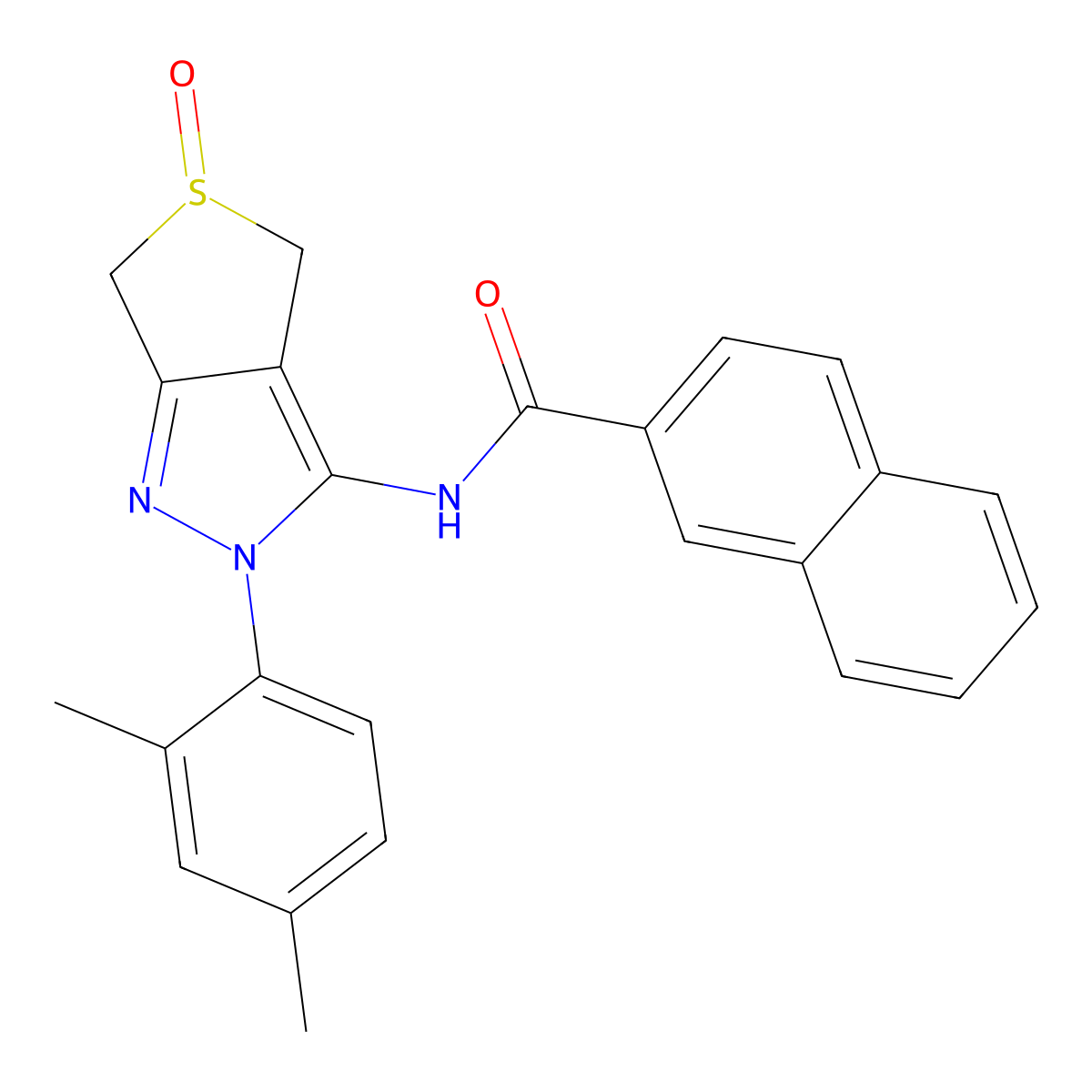 N-(2-(2,4-dimethylphenyl)-5-oxido-4,6-dihydro-2H-thieno[3,4-c]pyrazol-3-yl)-2-naphthamide molecular structure, CAS 1020246-30-3