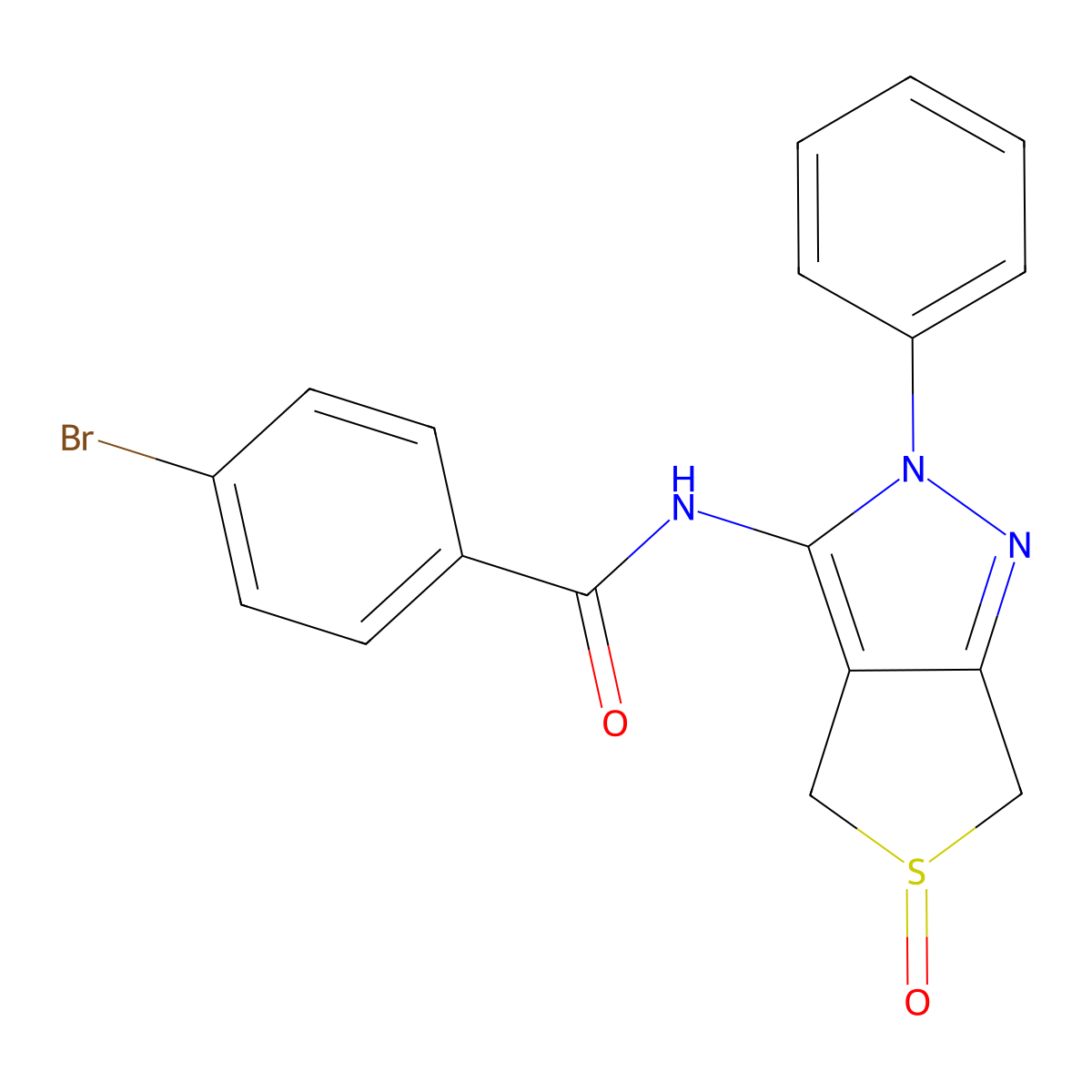 4-bromo-N-(5-oxido-2-phenyl-4,6-dihydro-2H-thieno[3,4-c]pyrazol-3-yl)benzamide molecular structure, CAS 1020246-98-3