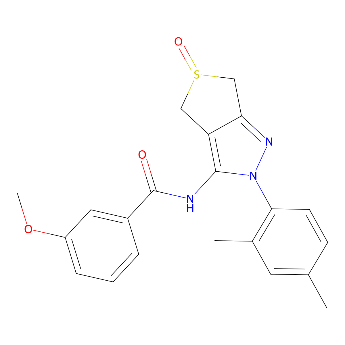 N-[2-(2,4-dimethylphenyl)-5-oxo-4,6-dihydrothieno[3,4-c]pyrazol-3-yl]-3-methoxybenzamide molecular structure, CAS 1020247-14-6
