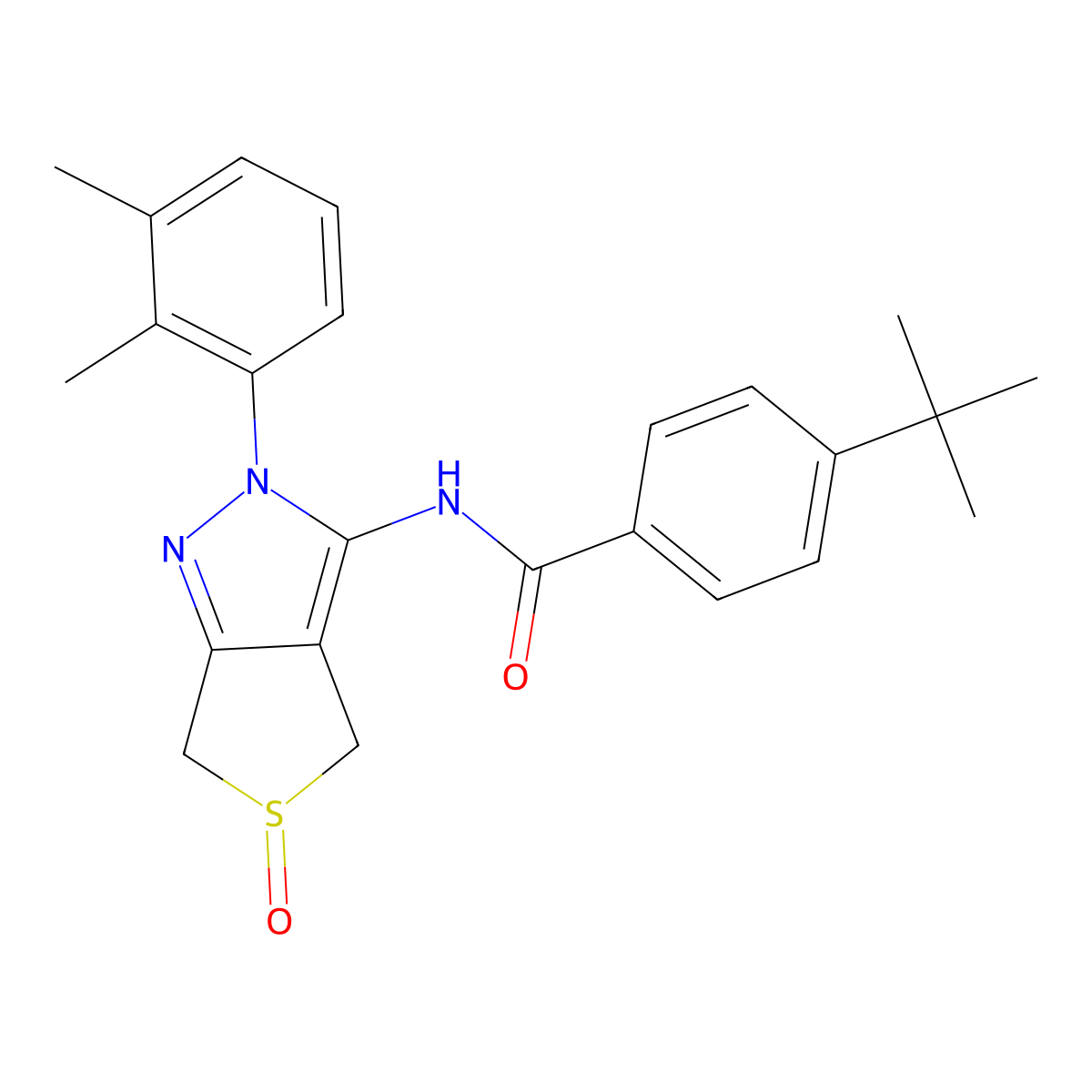 4-tert-butyl-N-[2-(2,3-dimethylphenyl)-5-oxo-4,6-dihydrothieno[3,4-c]pyrazol-3-yl]benzamide molecular structure, CAS 1020247-22-6