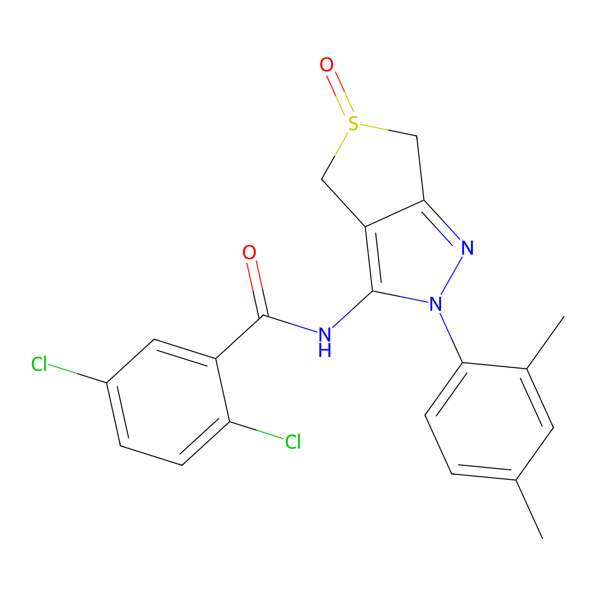 2,5-dichloro-N-[2-(2,4-dimethylphenyl)-5-oxo-4,6-dihydrothieno[3,4-c]pyrazol-3-yl]benzamide molecular structure, CAS 1020247-41-9