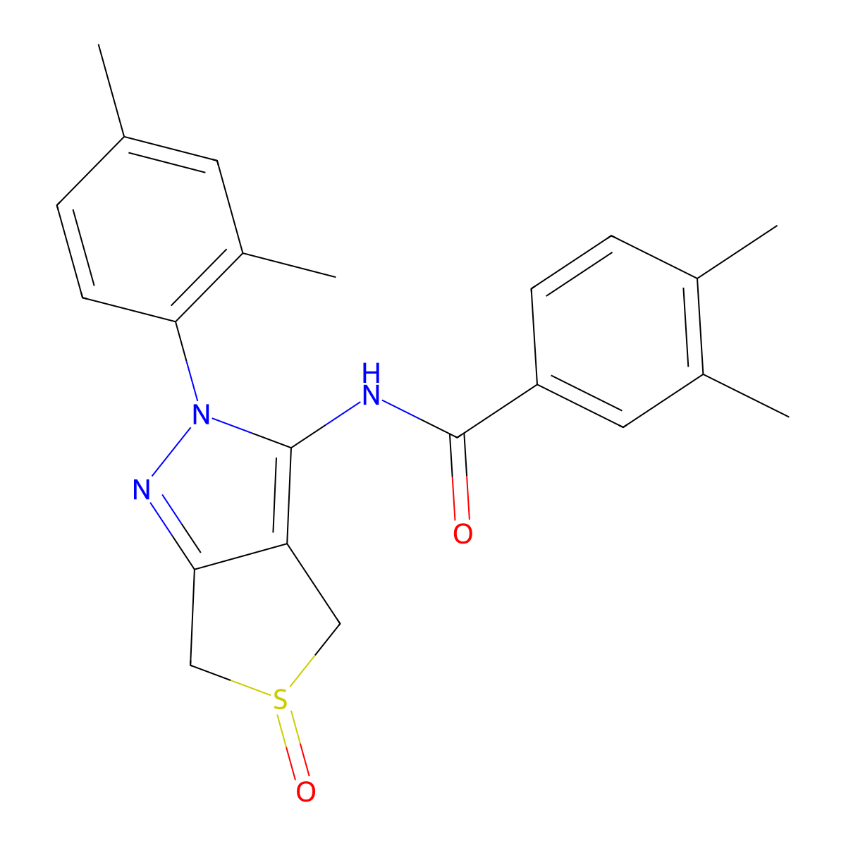 N-(2-(2,4-dimethylphenyl)-5-oxido-4,6-dihydro-2H-thieno[3,4-c]pyrazol-3-yl)-3,4-dimethylbenzamide molecular structure, CAS 1020247-58-8