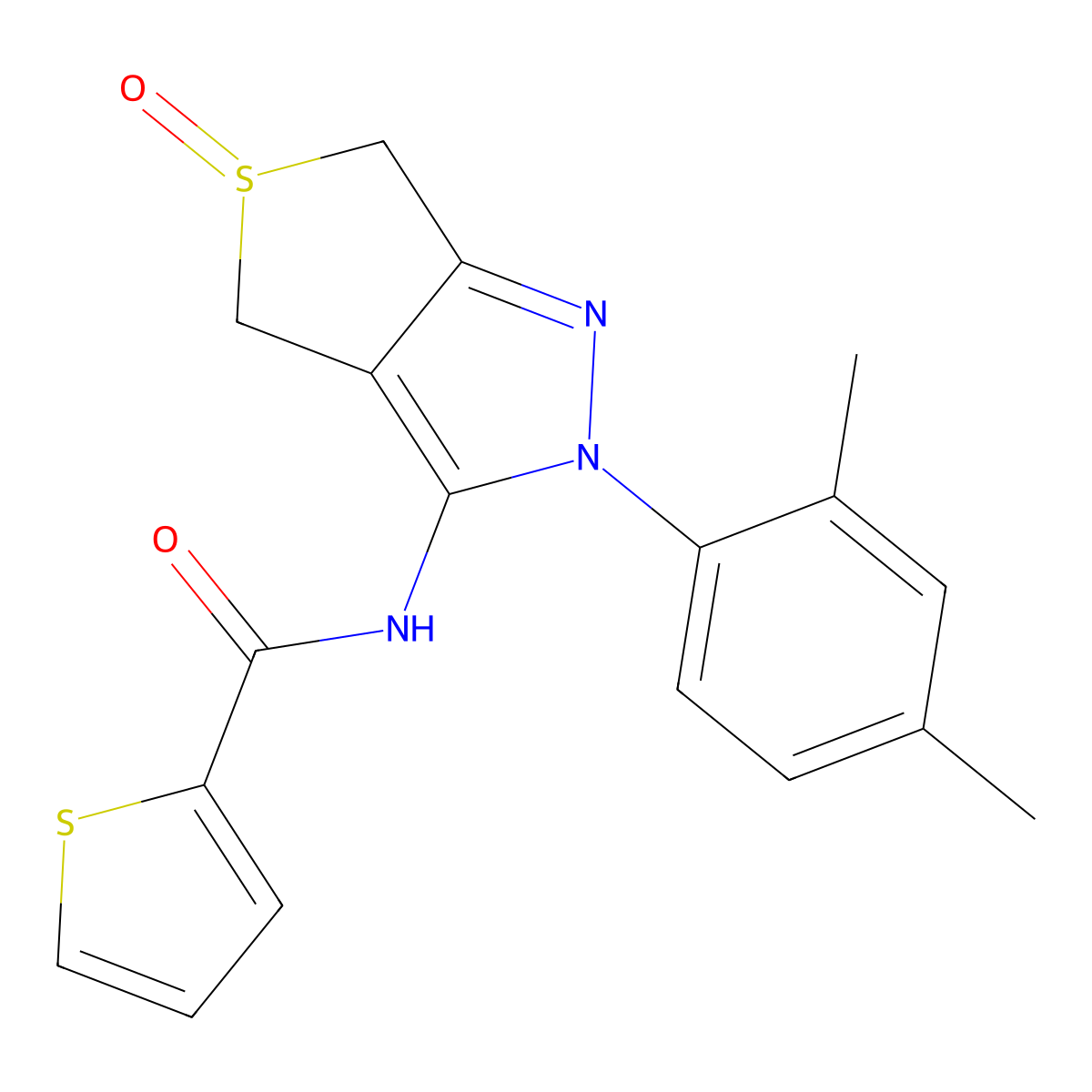 N-[2-(2,4-dimethylphenyl)-5-oxo-4,6-dihydrothieno[3,4-c]pyrazol-3-yl]thiophene-2-carboxamide molecular structure, CAS 1020247-82-8