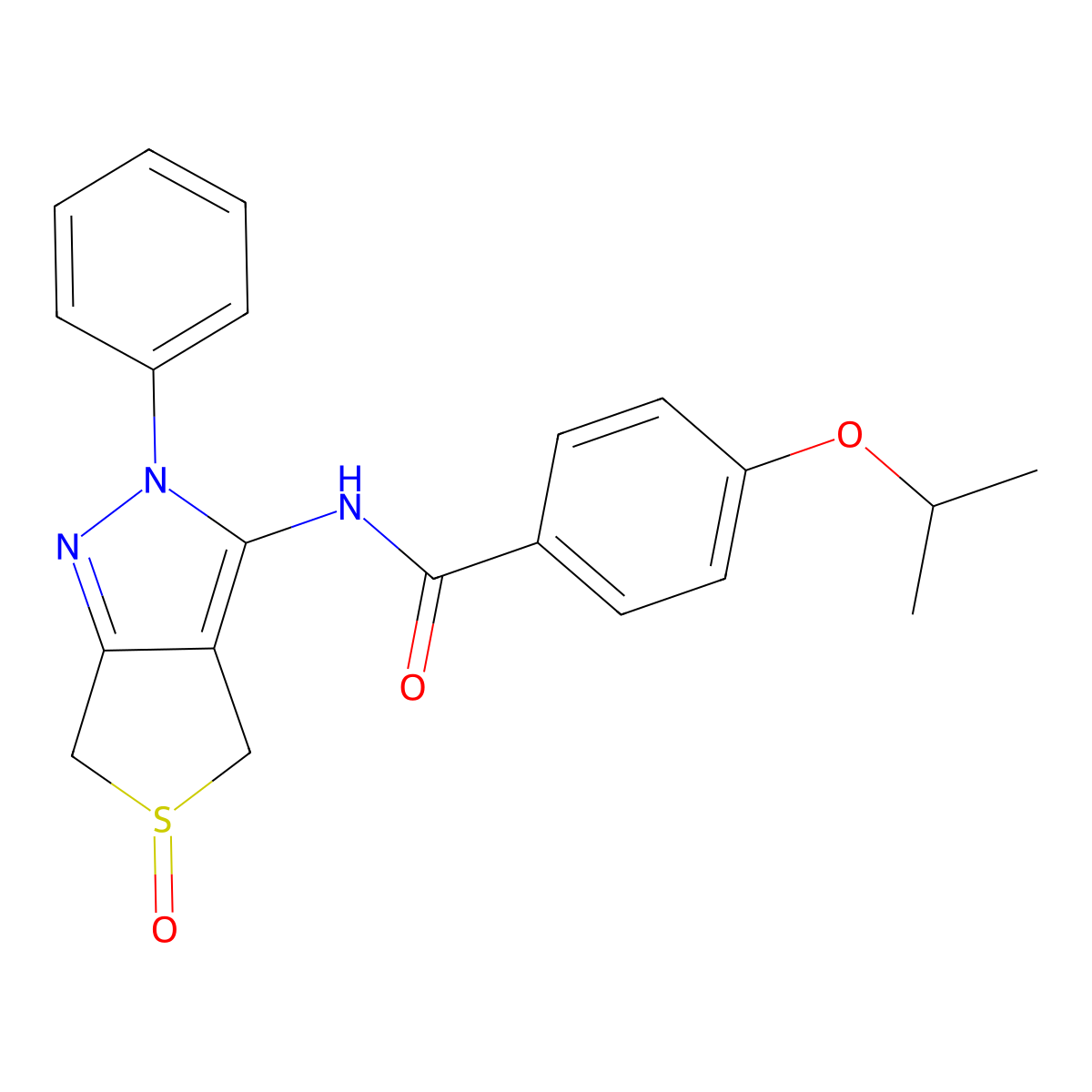 4-isopropoxy-N-(5-oxido-2-phenyl-4,6-dihydro-2H-thieno[3,4-c]pyrazol-3-yl)benzamide molecular structure, CAS 1020247-90-8