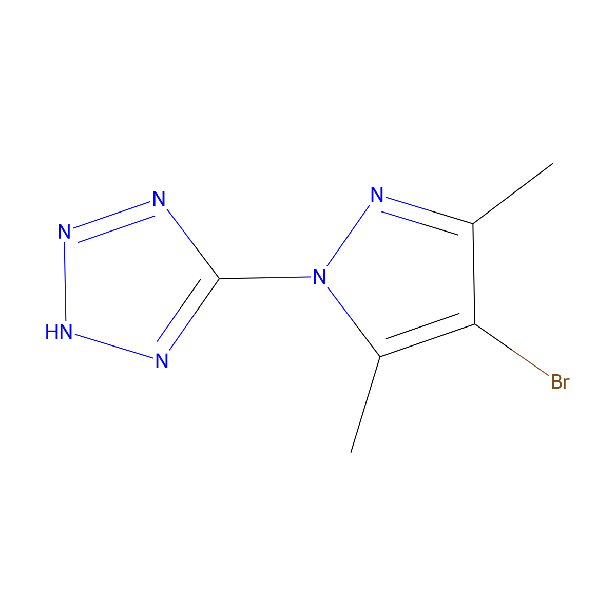 5-(4-bromo-3,5-dimethyl-1H-pyrazol-1-yl)-1H-tetrazole molecular structure, CAS 1020248-97-8