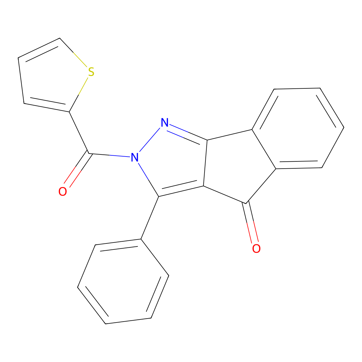 3-Phenyl-2-(thiophene-2-carbonyl)indeno[1,2-c]pyrazol-4-one molecular structure, CAS 1020251-78-8