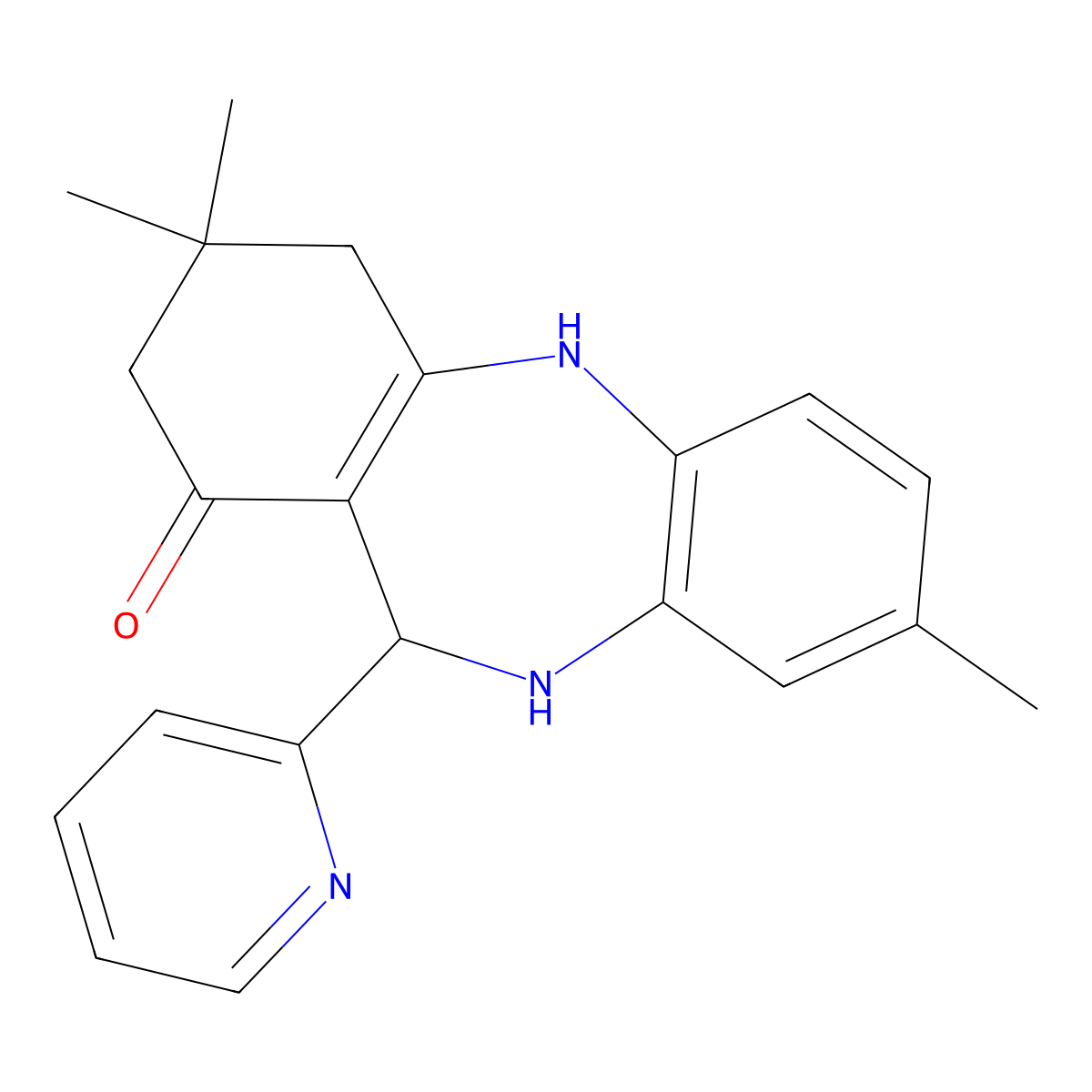 6,14,14-Trimethyl-10-(pyridin-2-yl)-2,9-diazatricyclo[9.4.0.0^{3,8}]pentadeca-1(11),3(8),4,6-tetraen-12-one molecular structure, CAS 1020251-80-2