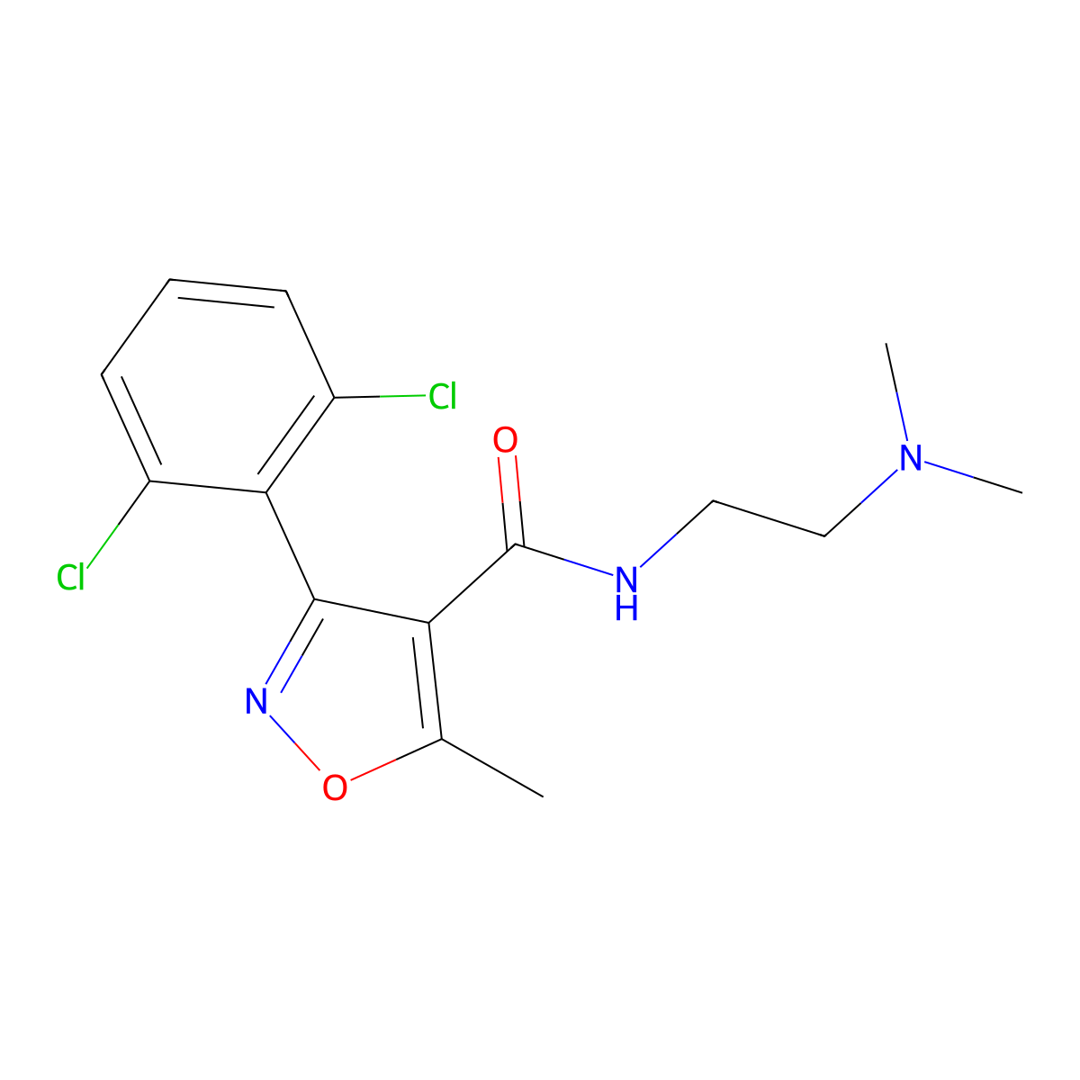 3-(2,6-dichlorophenyl)-N-[2-(dimethylamino)ethyl]-5-methyl-1,2-oxazole-4-carboxamide molecular structure, CAS 1020251-89-1