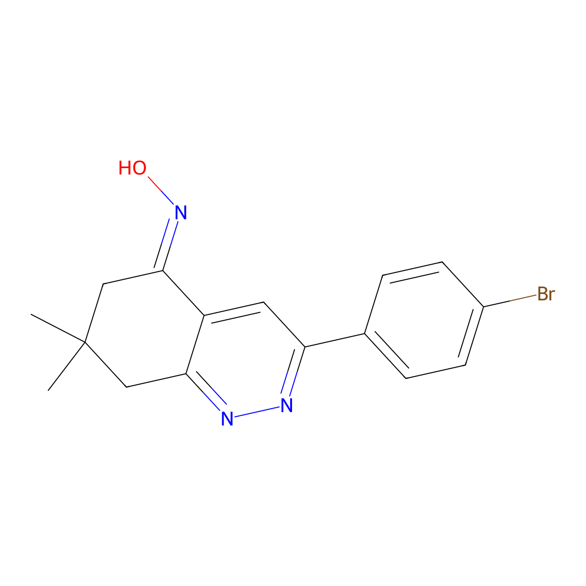 3-(4-Bromophenyl)-5-(hydroxyimino)-7,7-dimethyl-6,7,8-trihydrocinnoline molecular structure, CAS 1020251-98-2