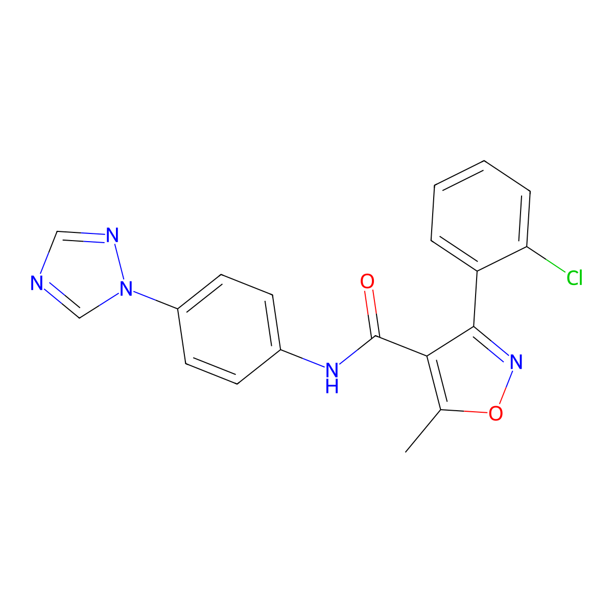 3-(2-chlorophenyl)-5-methyl-N-[4-(1,2,4-triazol-1-yl)phenyl]-1,2-oxazole-4-carboxamide molecular structure, CAS 1020252-02-1